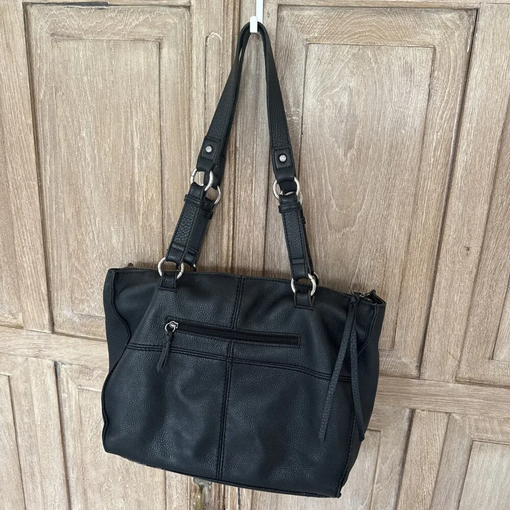 The Sak Silverlake Black Leather Studded Fringe Tote